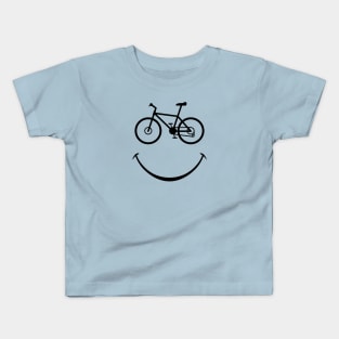 Happy Outdoor Adventure Mountain Trail Bike Smiling Face Kids T-Shirt